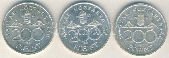 1992. 200Ft Ag "MNB" (3x) T:2