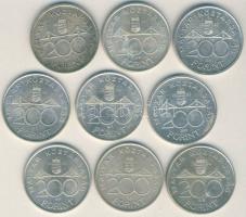 1992-94. 200Ft Ag "MNB" + "Deák" (9x) T:2,2-