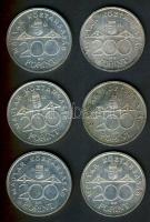 1992. 200Ft Ag "MNB" (6x) T:1-,2+,2