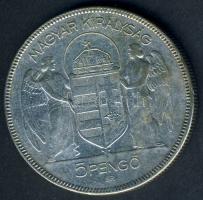 1930. 5P Ag "Horthy jobbra" T:3 ph