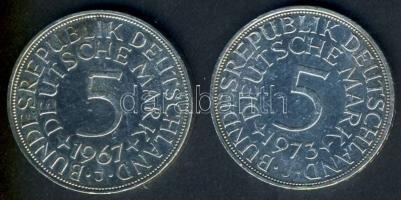 NSZK 1967J 5M Ag + 1973J 5M Ag T:2 kis ph