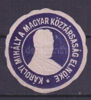 1919 Károlyi Mihály köztársasági elnök levélzáró