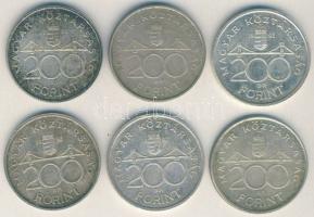 1992-93. 200Ft Ag "MNB" (6x) T:2+,2,3
