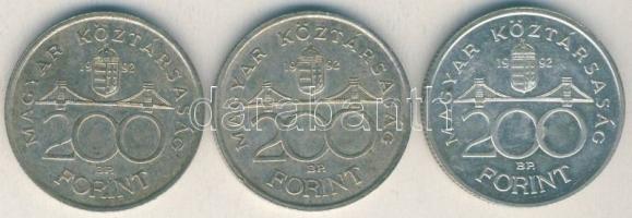 1992. 200Ft Ag "MNB" (3x) T:2+,2
