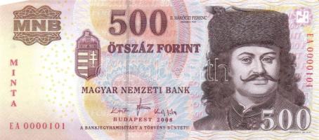 2008. 500Ft "MINTA" felülnyomással "EA 0000101" sorozatszámmal! T:I