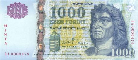 2008. 1000Ft "MINTA" felülnyomással "DA 0000479" sorozatszámmal! T:I