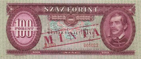 1968. 100Ft "MINTA" perforációval és felülnyomással "B 000" sorozatszámmal T:I