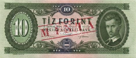 1969. 10Ft "MINTA" perforációval és felülnyomással "A 000" sorozatszámmal T:I
