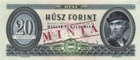1975. 20Ft "MINTA" perforációval és felülnyomással "C 000" sorozatszámmal T:I