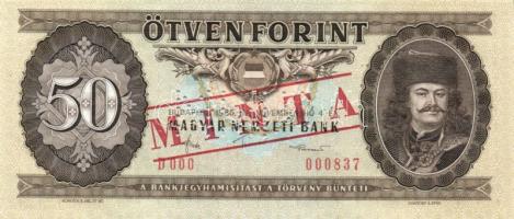 1986. 50Ft "MINTA" perforációval és felülnyomással "D 000" sorozatszámmal T:I