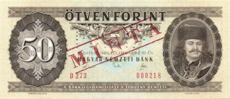 1989. 50Ft "MINTA" perforációval és felülnyomással "D 273" sorozatszámmal T:I