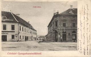 Gyergyószentmiklós Csíki street with café