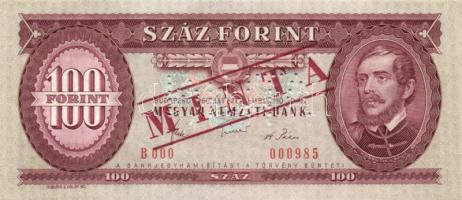 1980. 100Ft "MINTA" perforációval és felülnyomással "B 000" sorozatszámmal T:I