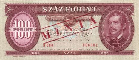1989. 100Ft "MINTA" perforációval és felülnyomással "B 000" sorozatszámmal T:I