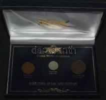 USA 1839-1867. 2c, 3c, Large cent 3klf darabja gyűjtői dísztokban T:vegyes