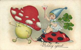 New Year mushroom litho