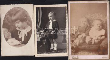 cca 1870-1940 24db gyermek fotó keményhátúakkal / vintage photos of children