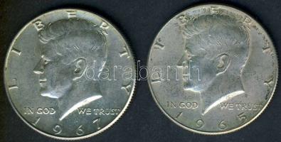 USA 1965-1967. 1/2$ Ag (2x) "Kennedy" T:2/3