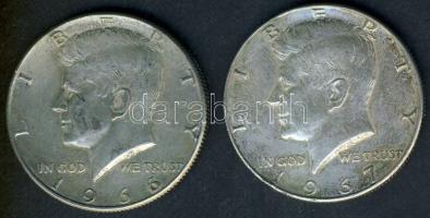 USA 1966-1967. 1/2$ Ag (2x) "Kennedy" T:2/3