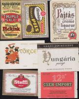 90 db vegyes étel és italcímke, közte háború előtti / food labels
