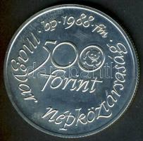 1988. 500Ft Ag "Világ vadvédelmi alap" eredeti MNB tokban T:BU