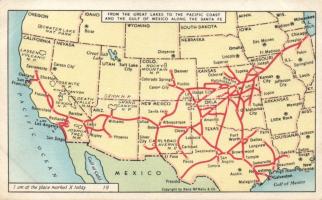USA States, Santa Fe Railway  map (EK)