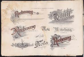 Nyomdai mintagyűjtemény az 1800-as évekből: betűk, sorminták, fejléc tervezetek, stb