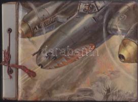 cca 1940 Régi keményfedeles fotóalbum légiharc jelenettel / Old photo album with warplane