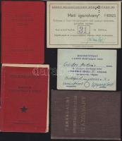 7db különféle igazolvány, tagsági könyv, 1940-es és 1950-es évekből
