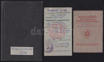 7db különféle igazolvány, tagsági könyv, 1940-es és 1950-es évekből