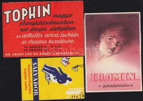 3 különféle gyógyszerészeti reklámkártya