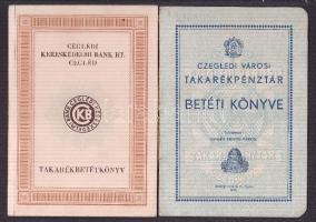 1940-es évek 2db ceglédi takarékbetétkönyv- "Ceglédi Kereskedelmi Bank Rt." , "Czeglédi Városi Takarékpénztár"