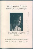 Fischer Annie zongoraművésznő 1976-os műsorfüzete sajátkezű aláírásával