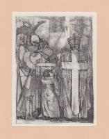 Kondor Béla (1931-1972):Rézkarc, 8x11 cm, paszpartuban 21x30 cm