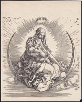 XIX. sz Albrecht Dürer: Mária a kisdeddel a Mária élete sorozatból fametszet-papír 25x20 cm