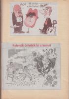 Újságokból kivágott karikatúra gyűjtemény füzetbe ragasztva, összesen több mint 400db kép