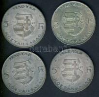 1947. 5Ft Ag (4x) "Kossuth" T:2-,3 ph