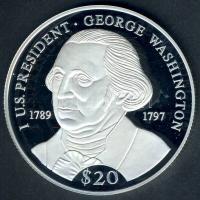 Libéria 2000. 20$ Ag "Amerikai elnökök-George Washington" T:PP tanúsítvánnyal!