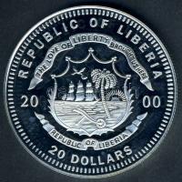 Libéria 2000. 20$ Ag "Amerikai elnökök-George Washington" T:PP tanúsítvánnyal!