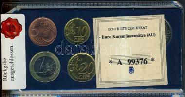 Ausztria 2002. 1c-2€ 8db klf forgalmi érme eredeti bontatlan tokban, tanúsítvánnyal! T:BU