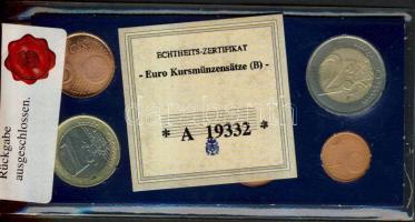 Belgium 1999-2002. 1c-2€ 8db klf forgalmi érme eredeti bontatlan tokban, tanúsítvánnyal! T...