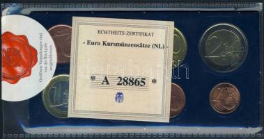Hollandia 1999. 1c-2€ 8db klf forgalmi érme eredeti bontatlan tokban, tanúsítvánnyal! T:BU