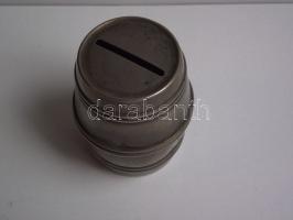 Régi hordó formájú fém persely jelzett 7cm / old money-box made of metal signed 7cm