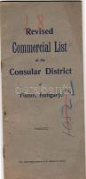 Cca. 1900 Fiume Konzuli Kerület kereskedelmi listája angol nyelven; E. Mohovich nyomdája / Kommerzielle Liste des Konsulat-Bezirks Fiume in engl. Sprache; Druckereri von E. Molovich