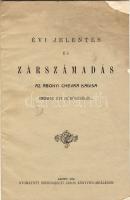 1910 Az Abonyi Chevra Kadisa zárszámadása; Szerdahelyi János könyvnyomdája / Schluss-rechnung des Chewra-Kadischa in Abony; Buchdruckerei von J. Szerdahelyi