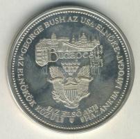 1989. "George Bush látogatása Magyarországon" Ag (999) emlékérem (35,5g) T:PP