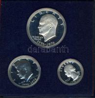 USA 1976. 1/4$-1$ Ag "Bicentennial" 3klf db, szettben T:PP eredeti plasztiktokban!