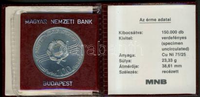 1982. 100Ft "Labdarúgó VB" T:BU Eredeti tokban, tanúsítvánnyal!