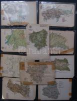 10 db megíratlan régi térképes képeslap, nagyrészt a Történelmi Magyarország területéről (sérült állapotban) / 10 Map postcards, T:4