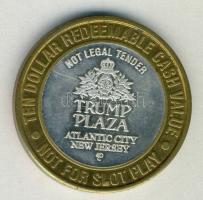 USA / New Jersey Trump Plaza Ag kaszinópénze (Br.:37.3g) T:PP